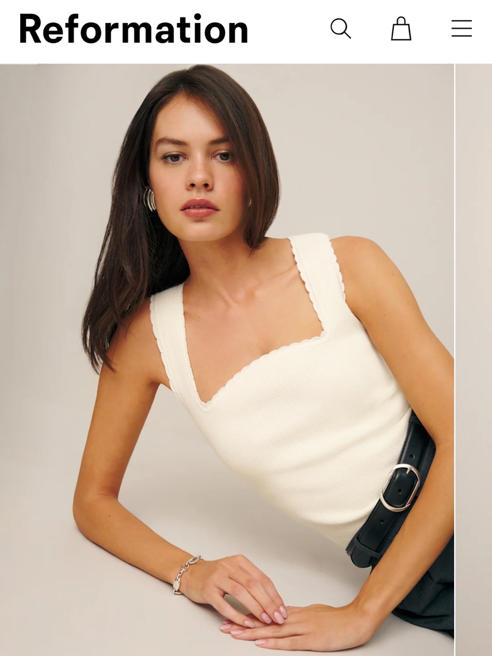 Reformation Nalini Cotton Sweater Tank Cream